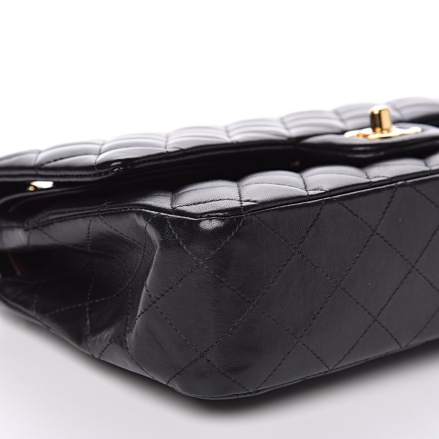 Lambskin Quilted Medium Double Flap Black