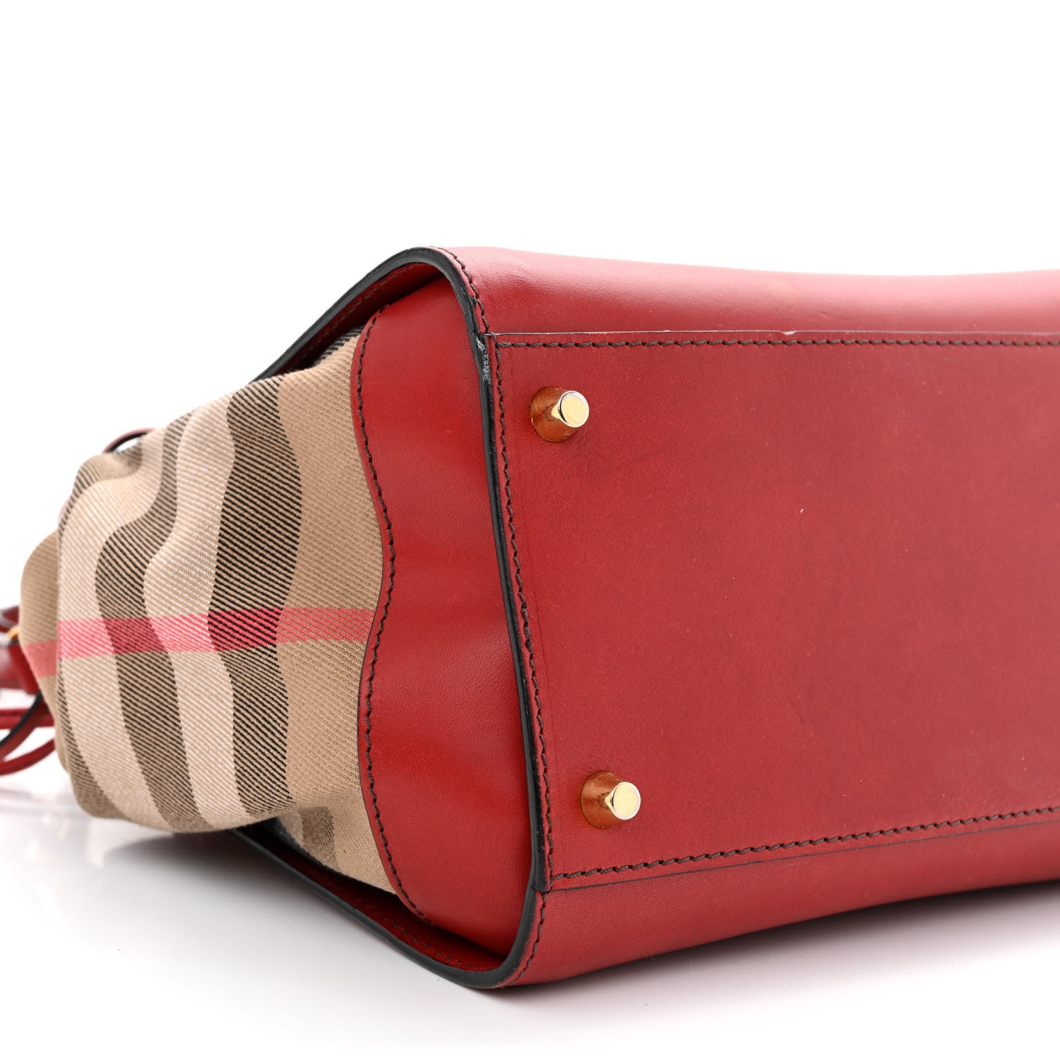 Burberry Calfskin House Check Small Dinton Tote Red 10 of 13