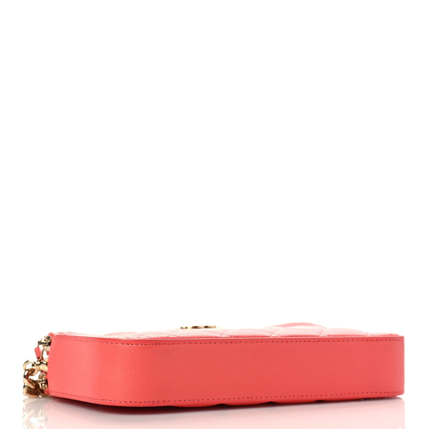 Lambskin Quilted Small Boy Clutch With Chain Coral
