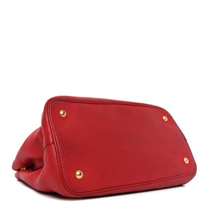 Prada Vitello Daino Top Handle Shoulder Bag Rosso 4 of 9