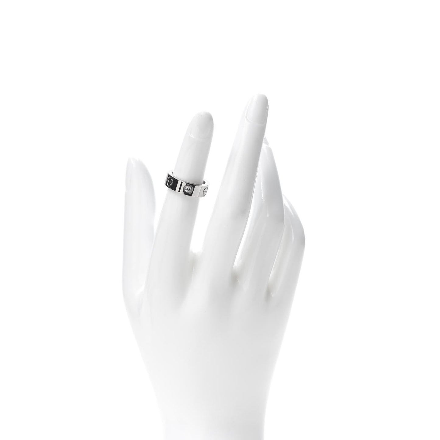 18K White Gold 3 Diamond 5.5mm LOVE Ring 47 4