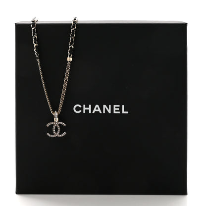Chanel Lambskin Crystal CC Chain Pendant Necklace Black Gold 7 of 7