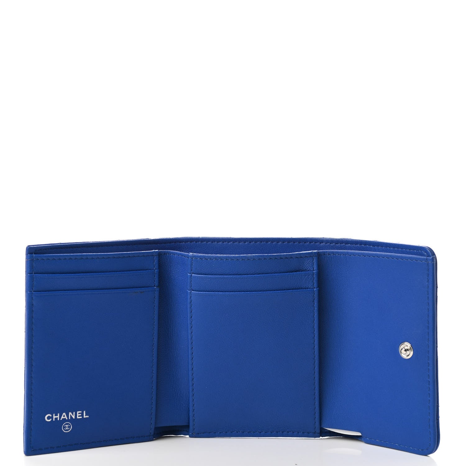 Chanel Lambskin Quilted Compact Flap Wallet Blue 5 of 7