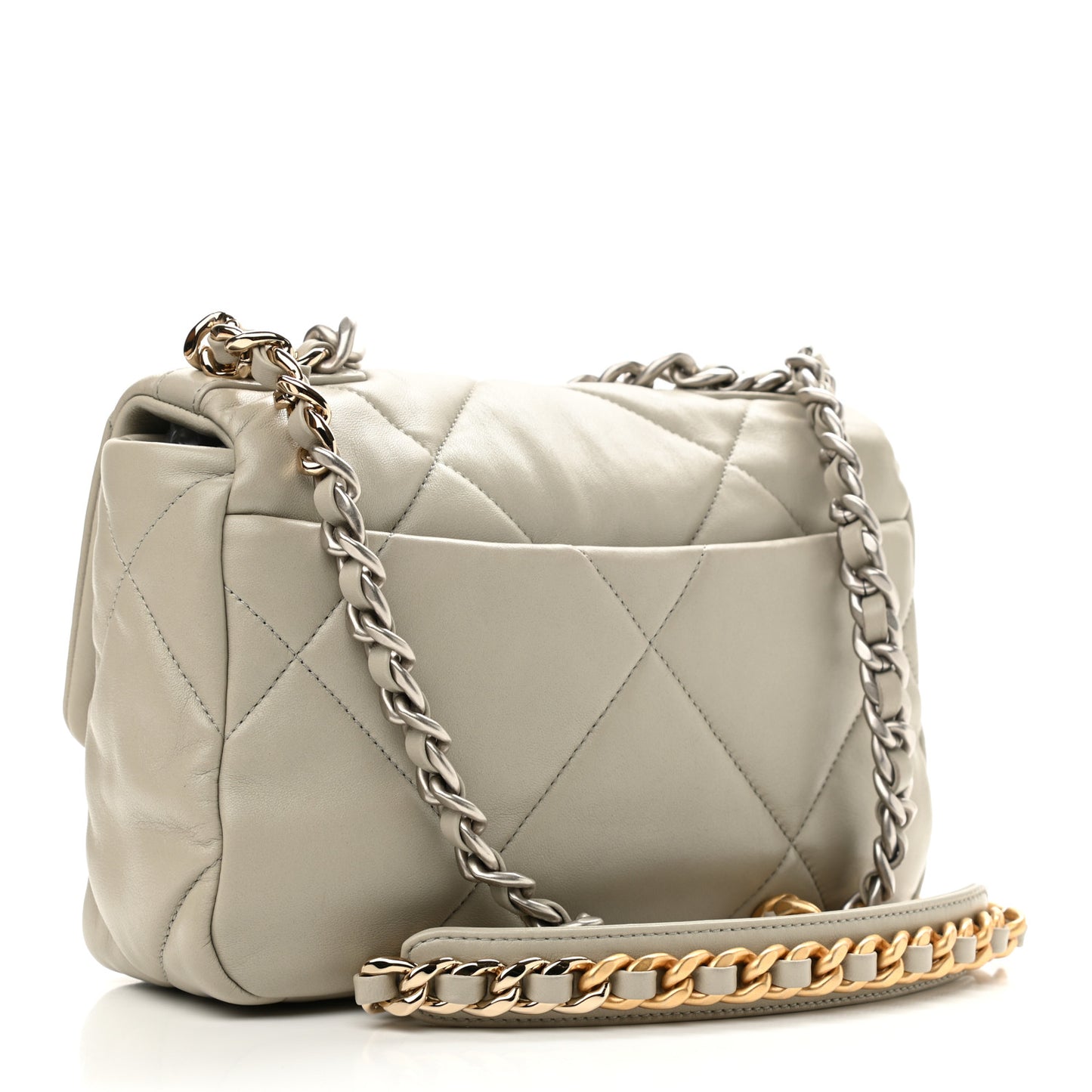 Lambskin Quilted Medium Chanel 19 Flap Light Grey