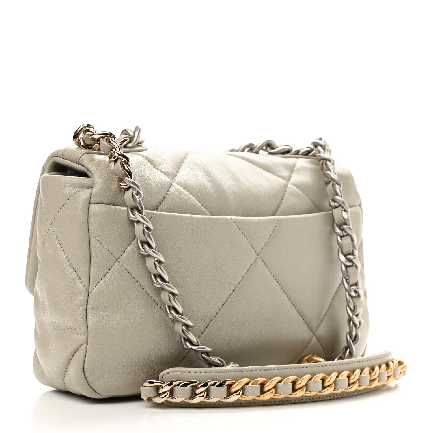 Chanel Lambskin Quilted Medium Chanel 19 Flap Light Grey 2 of 10