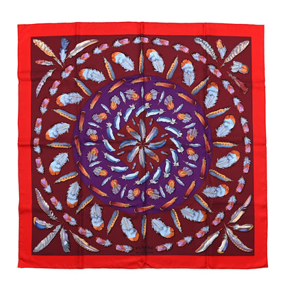 Hermes Silk Plumes II Scarf 90 Rouge Prune Violet 1 of 5
