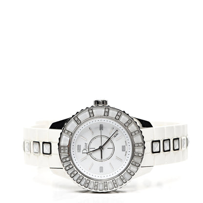 Christian Dior Stainless Steel Rubber Diamond Sapphire 33mm Christal Quartz Watch White 2 of 5