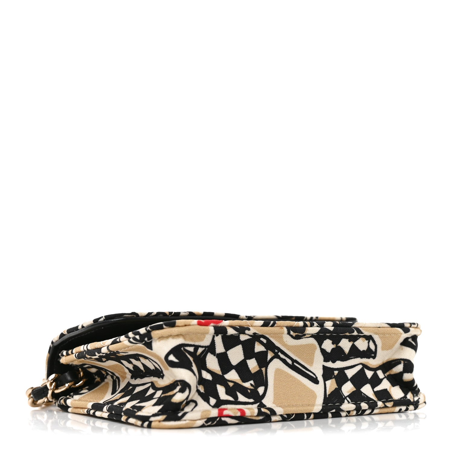 Chanel Canvas Check Flag Printed CC Clutch With Chain Beige Multicolor Beige Multicolor 4 of 10