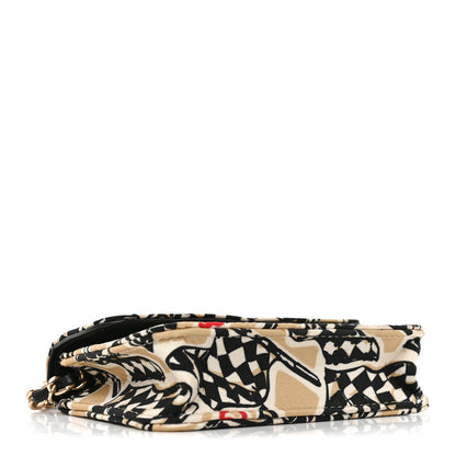 Chanel Canvas Check Flag Printed CC Clutch With Chain Beige Multicolor Beige Multicolor 4 of 10