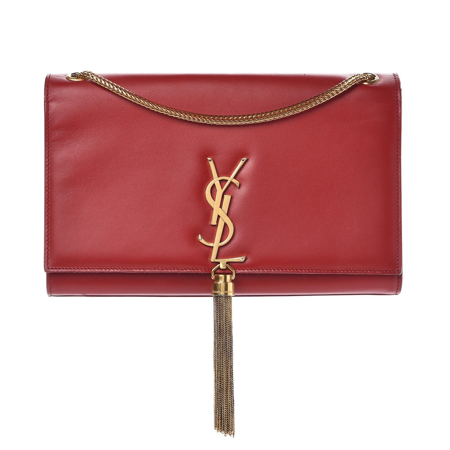 Saint Laurent Smooth Calfskin Medium Classic Monogram Kate Tassel Satchel Lipstick Red 1 of 11