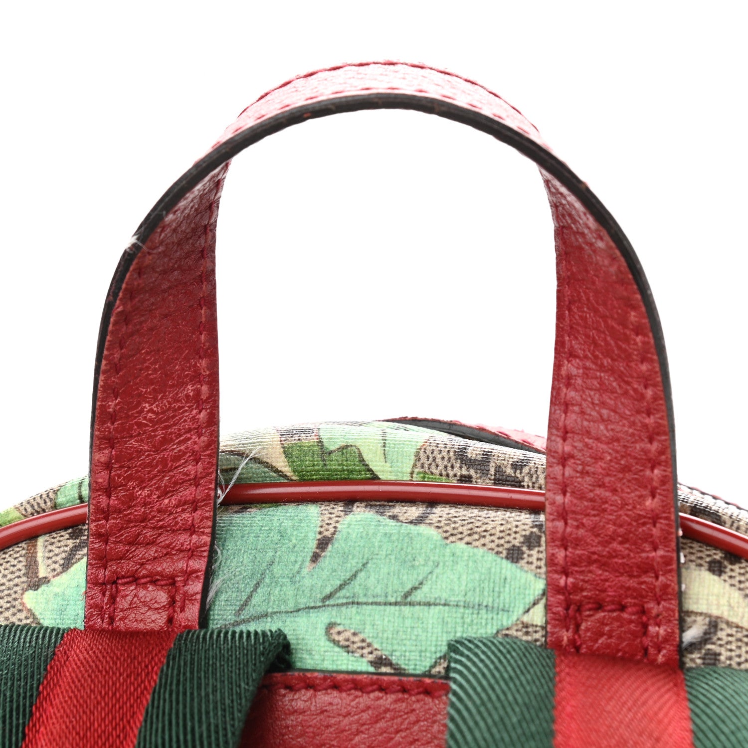 Gucci GG Supreme Monogram Tian Web Small Day Backpack Beige Multicolor Red 12 of 14