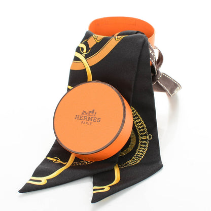 Hermes Silk Eperon D'Or Twilly Noir Jaune D'Or Tabac 5 of 5