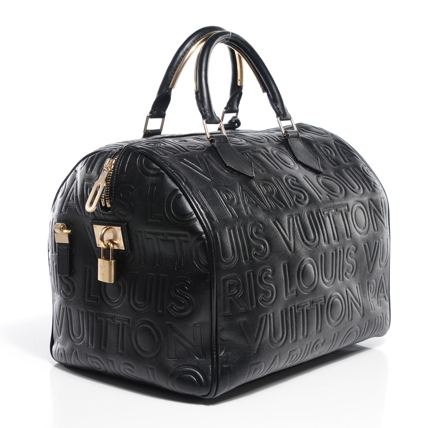 Louis Vuitton Calfskin Embossed Speedy Cube 30 Black 3 of 7