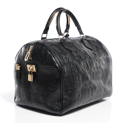Louis Vuitton Calfskin Embossed Speedy Cube 30 Black 3 of 7