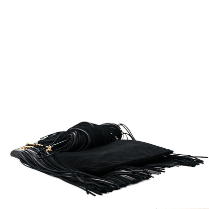 Saint Laurent Suede Calfskin Large Grace Fringed Hobo Bag Rope Black 4 of 9