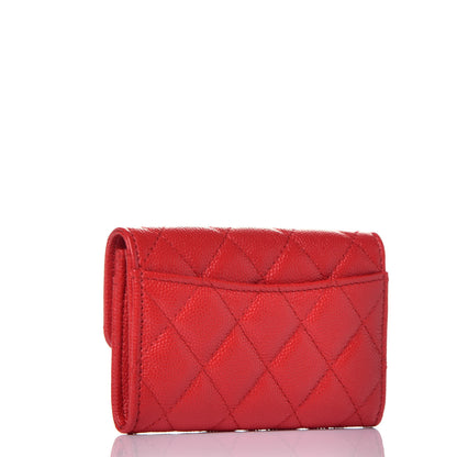 Chanel Caviar Quilted Flap Card Holder Wallet Red 3 of 8