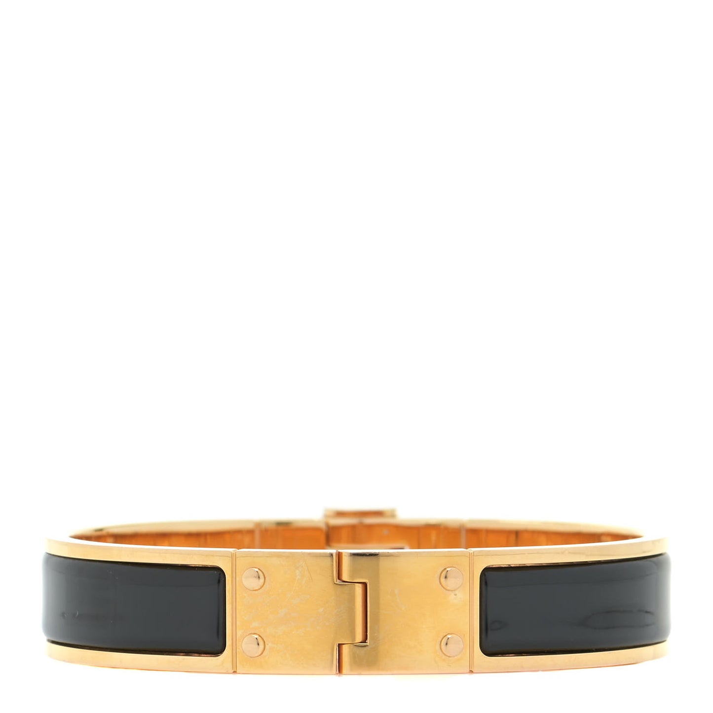 Enamel Charniere Uni Narrow Hinged Bracelet S Black