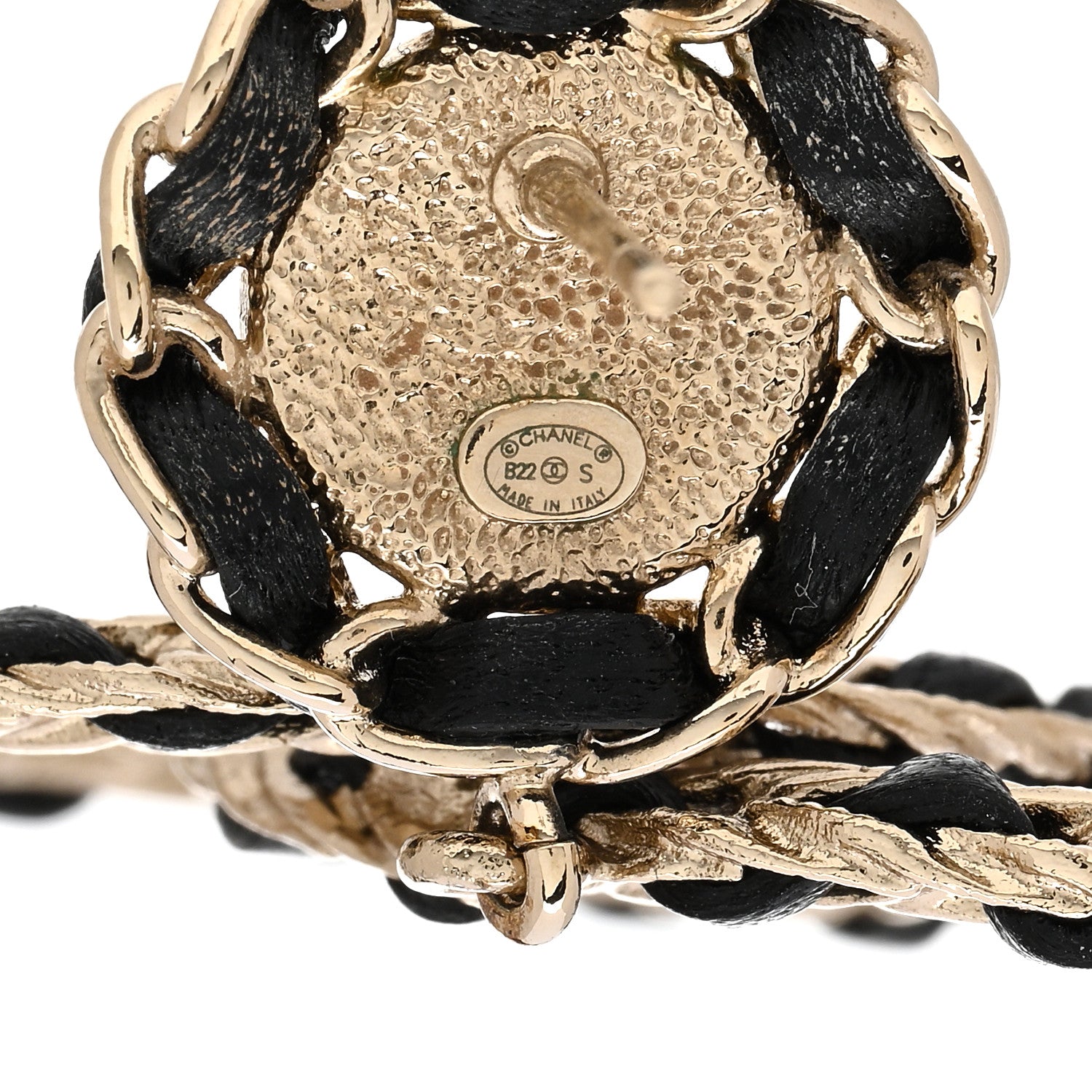 Chanel Lambskin CC Chain Drop Earrings Black Gold 4 of 5