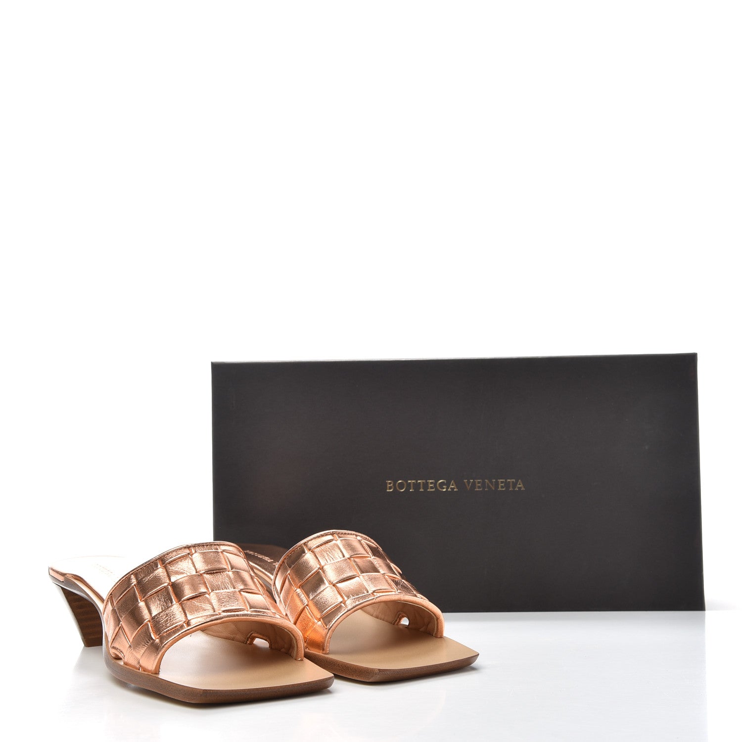 Bottega Veneta Metallic Nappa Intrecciato Heeled Sandals 36 Gold Peach 10 of 10
