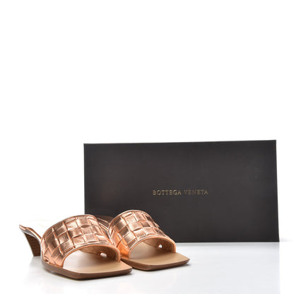 Bottega Veneta Metallic Nappa Intrecciato Heeled Sandals 36 Gold Peach 10 of 10