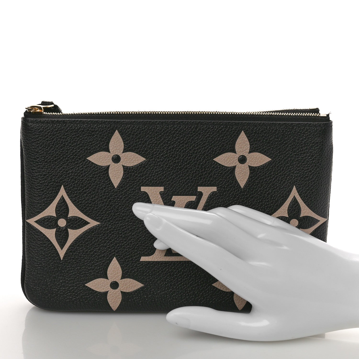 Louis Vuitton Empreinte Monogram Giant Double Zip Pochette Black Cream 2 of 11