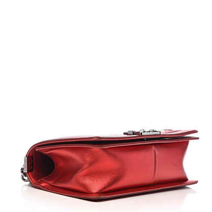 Chanel Metallic Patent Calfskin Quilted Medium Boy Flap Red 4 of 17