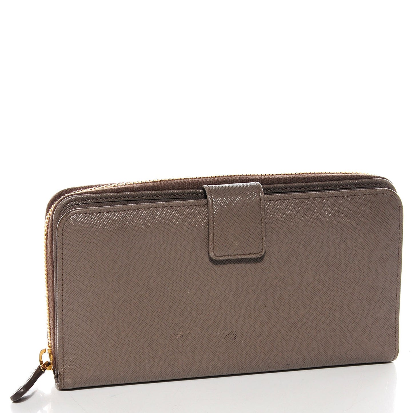 Saffiano Metal Zip Around Wallet Argilla
