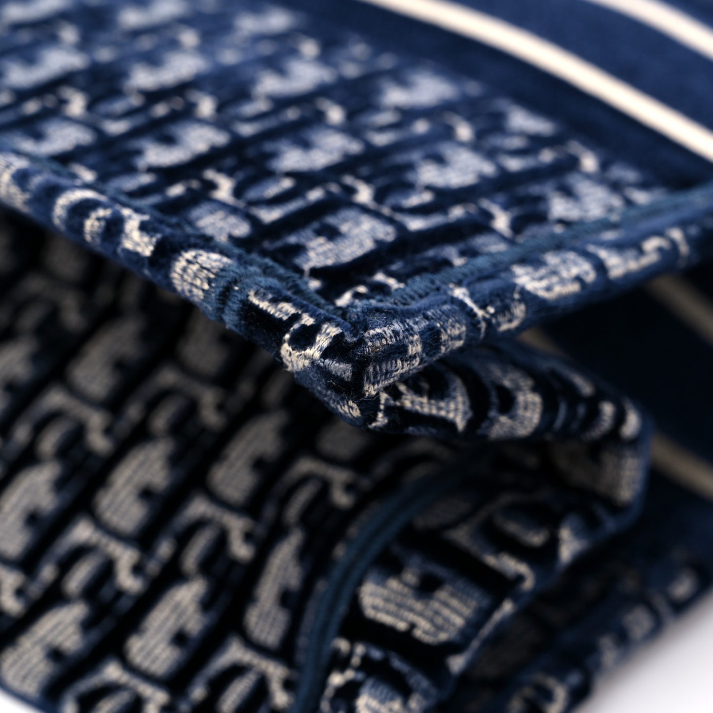 Oblique Velvet Medium Book Tote Blue Multicolor