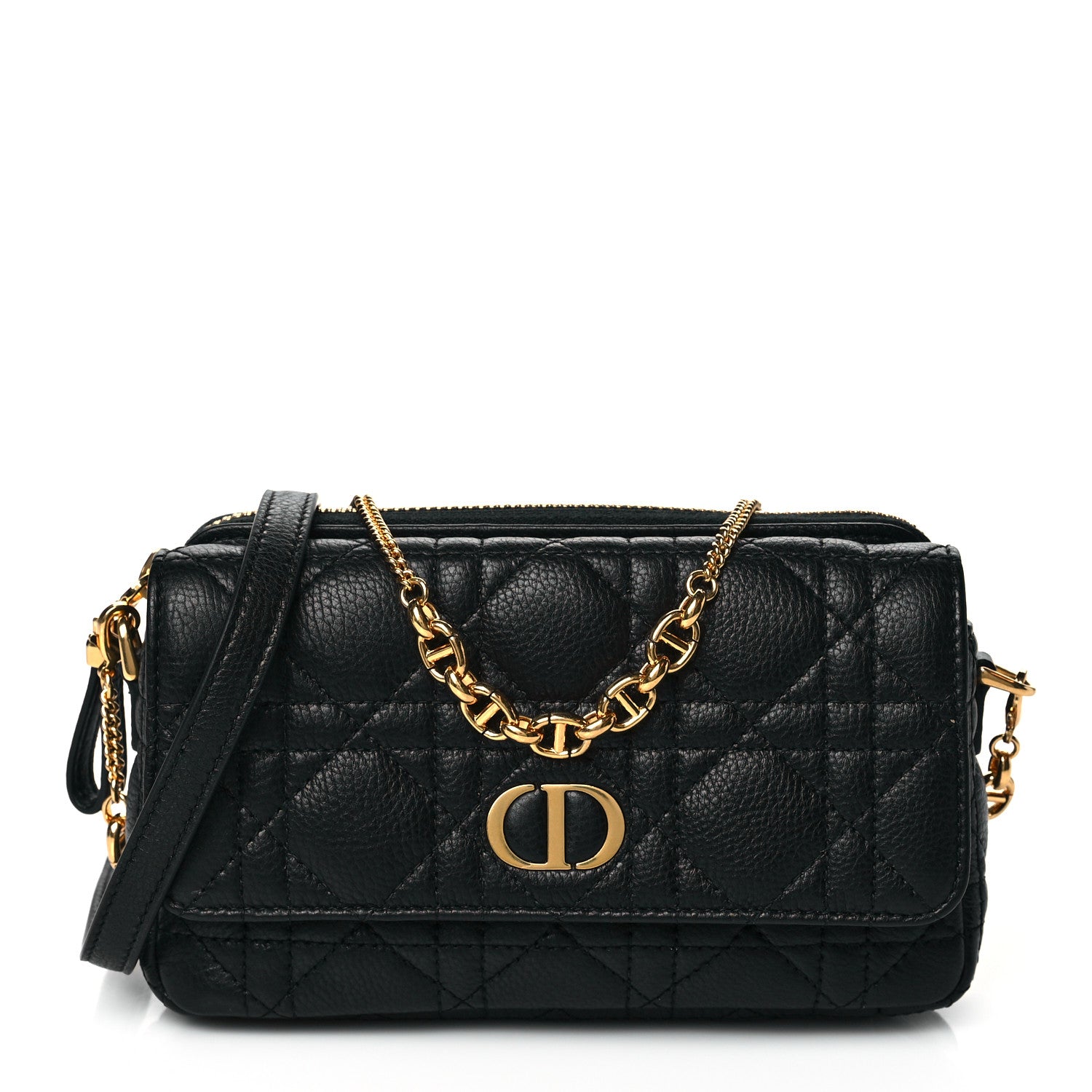 Christian Dior Supple Calfskin Cannage Caro Pouch with Chain Black 1 of 10