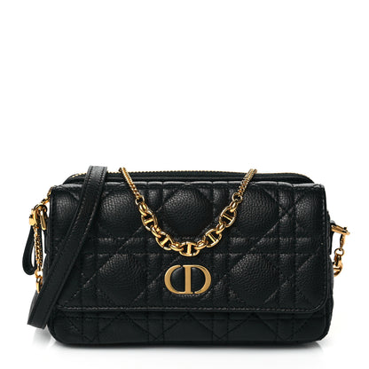 Christian Dior Supple Calfskin Cannage Caro Pouch with Chain Black 1 of 10