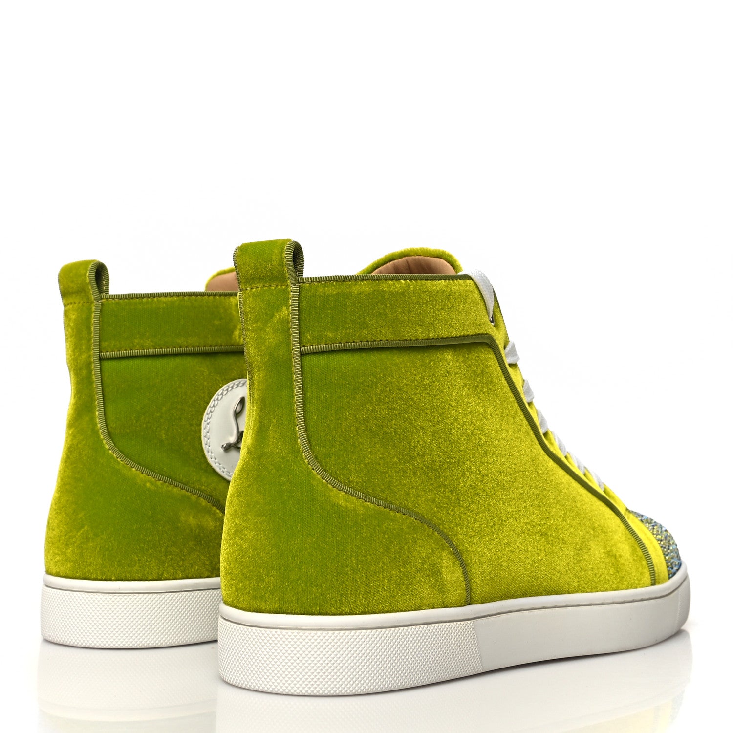 Christian Louboutin Velvet Calfskin Strass Womens Louis Flat Sneakers 41 Bourgeon Bianco 4 of 9