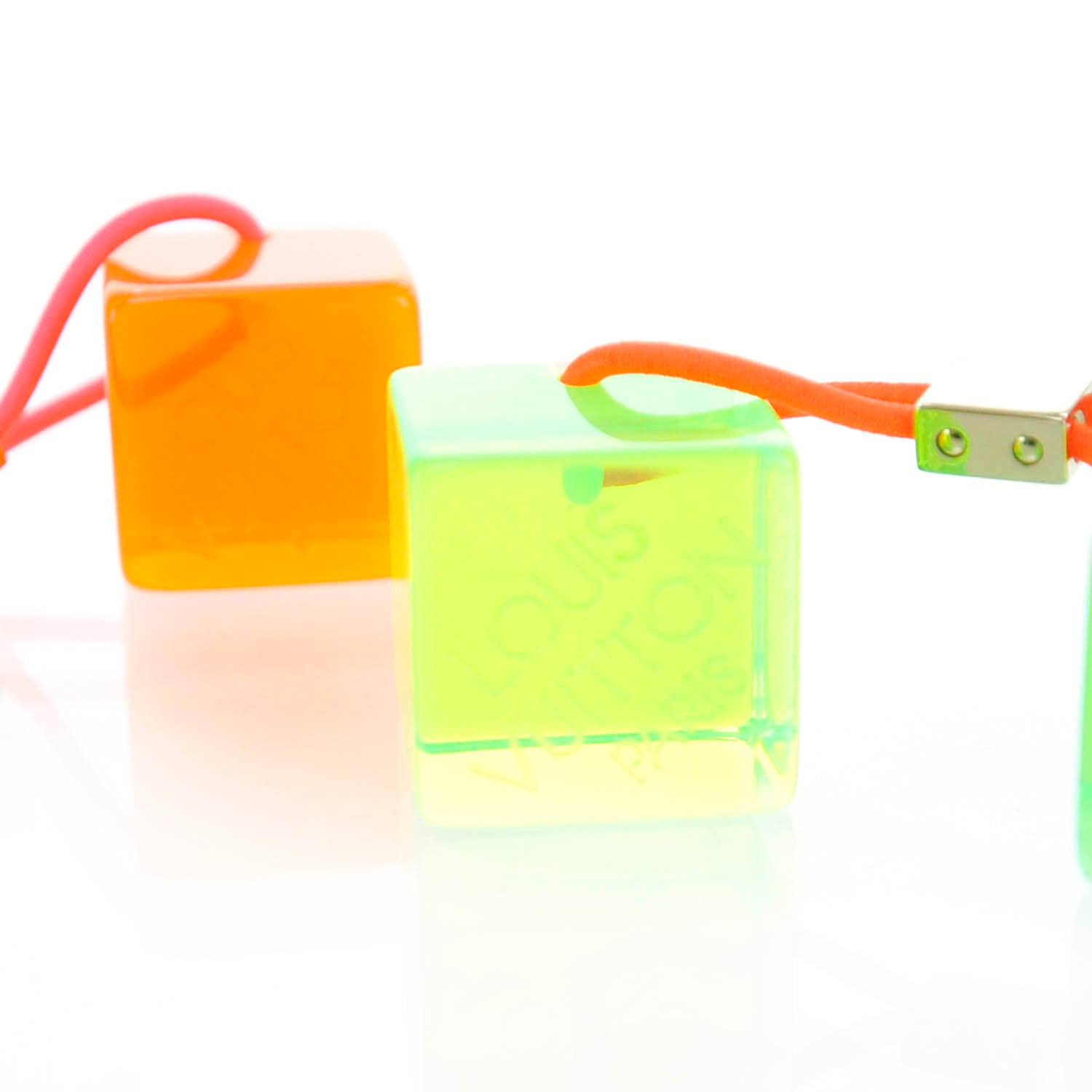 Louis Vuitton Resin Fluo Robert Wilson Hair Cubes Green Orange 4 of 7
