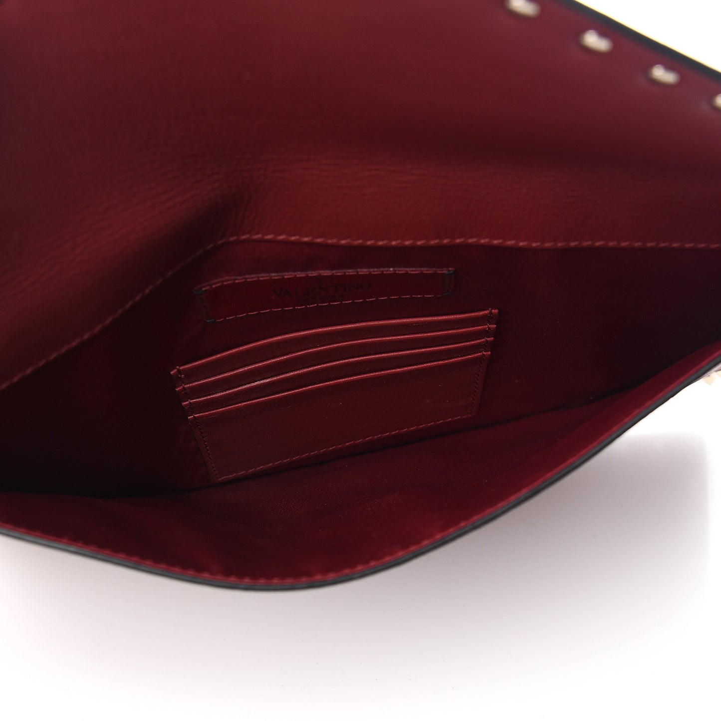 Vitello Large Rockstud Envelope Clutch Rubino