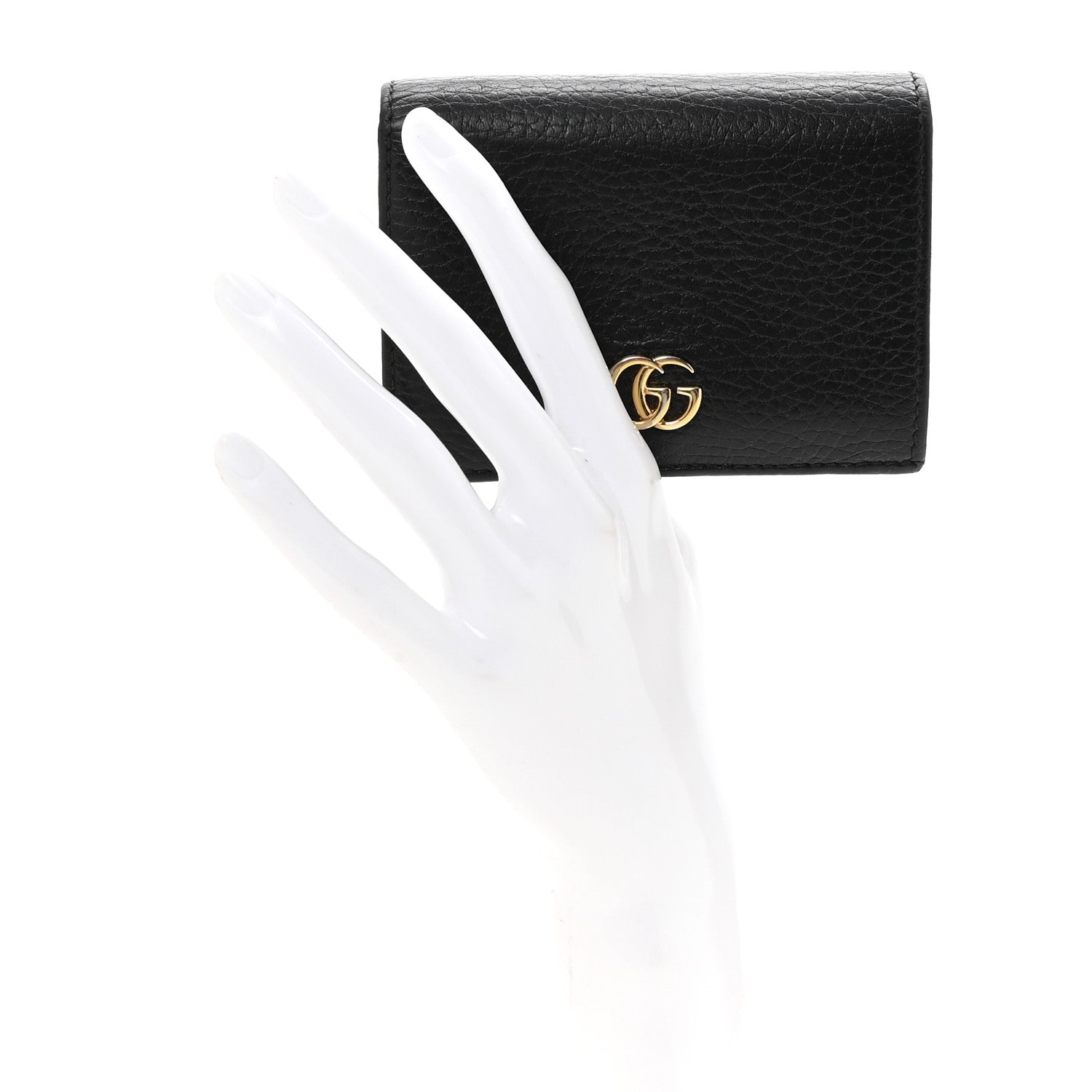 Gucci Pebbled Calfskin GG Marmont Card Case Black 4 of 14