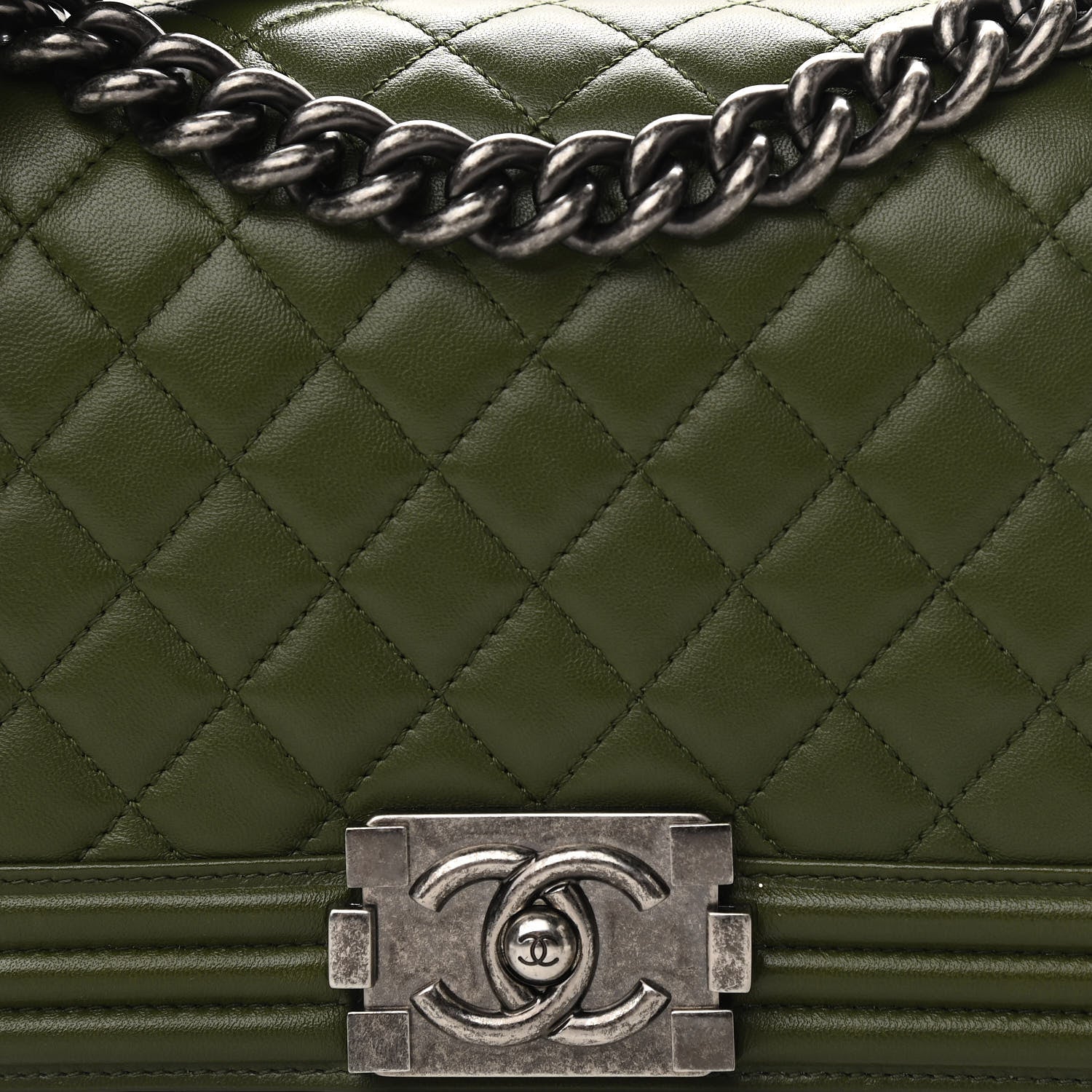 Chanel Lambskin Quilted Medium Boy Flap Green 7 of 10