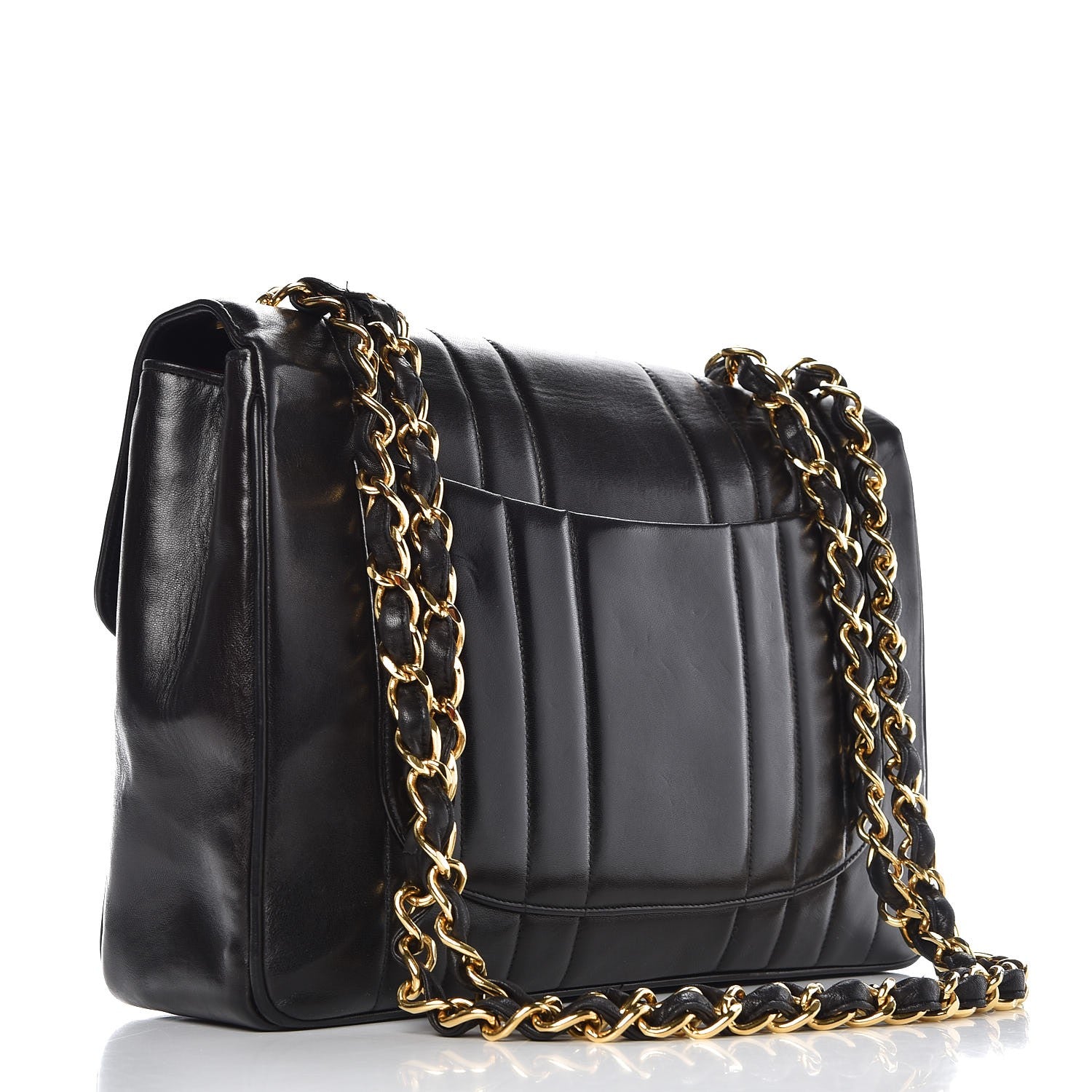 Chanel Lambskin Vertical Quilt Jumbo Single Flap Black 4 of 16