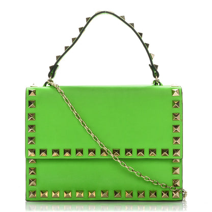 Valentino Garavani Vitello Rockstud Top Handle Crossbody Bag Green Fluo 1 of 15