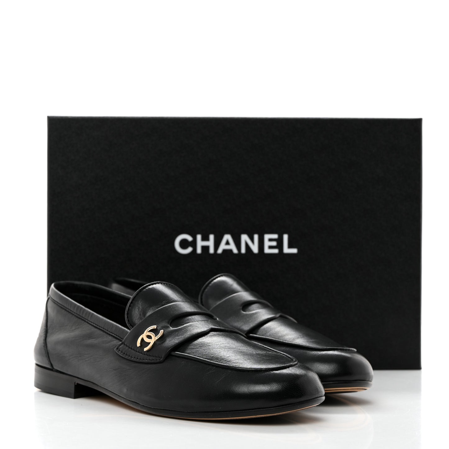 Lambskin CC Mocassin Loafers 37.5 Black