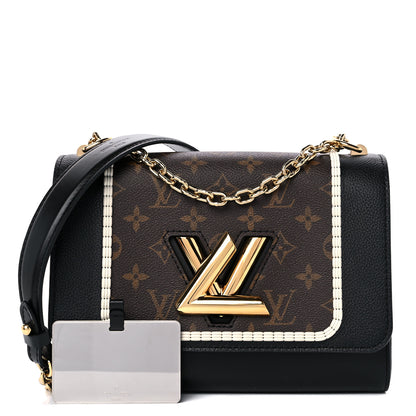 Louis Vuitton Calfskin Monogram Braided Twist Shoulder Bag MM Black 1 of 9