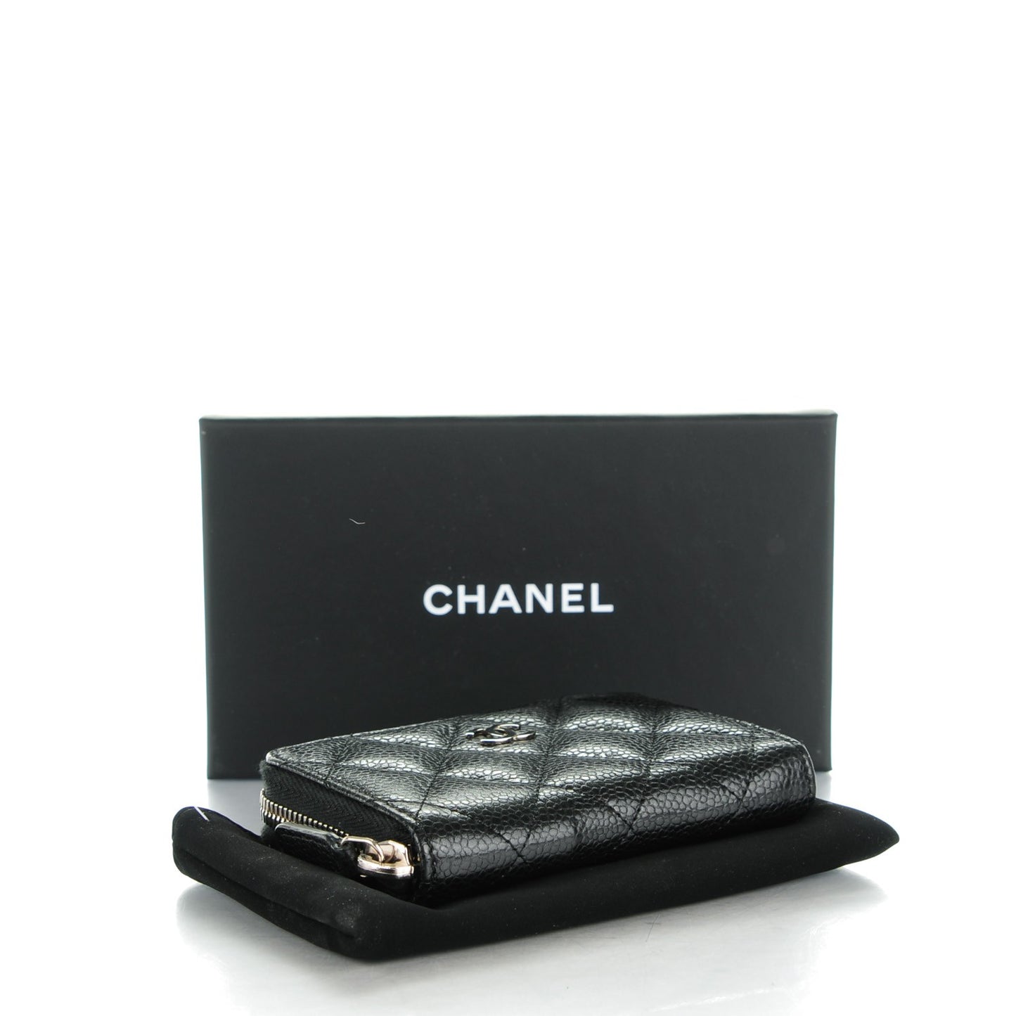 Caviar Quilted Zip Coin Purse Black