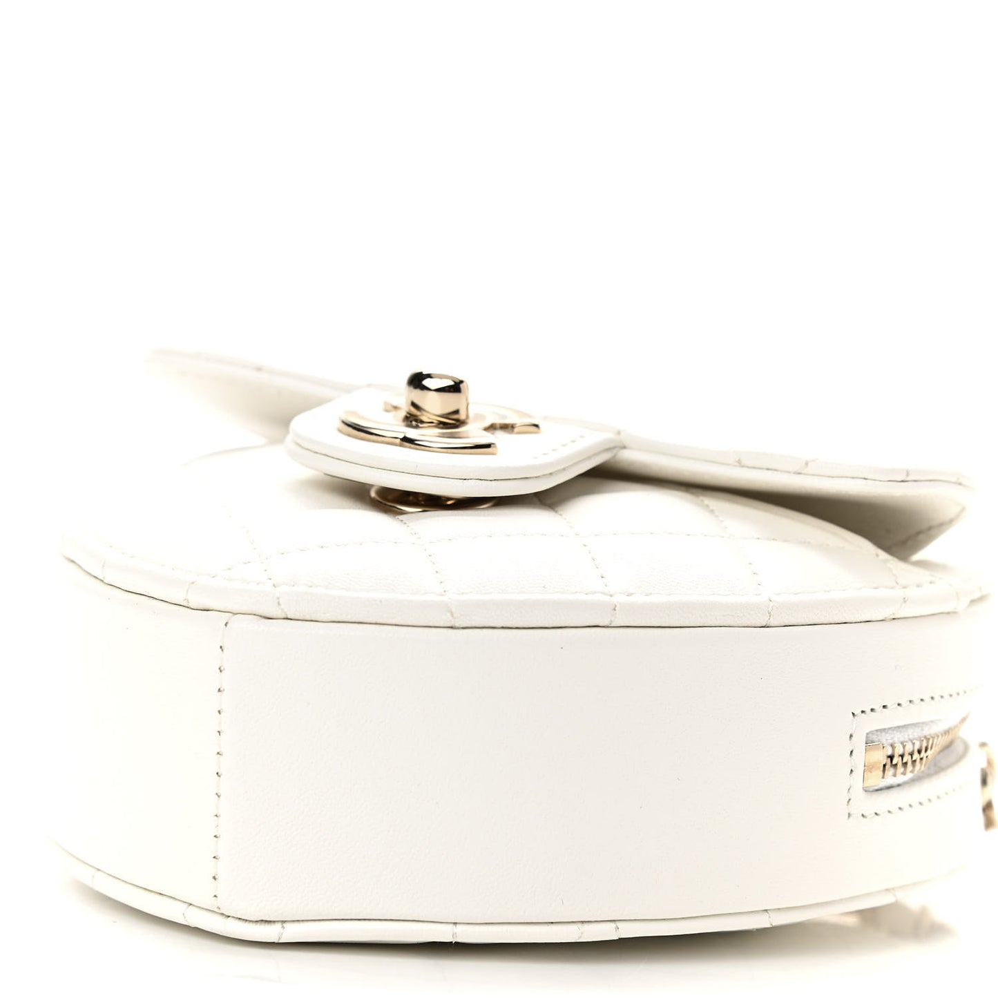 Lambskin Quilted CC In Love Heart Clutch With Chain White