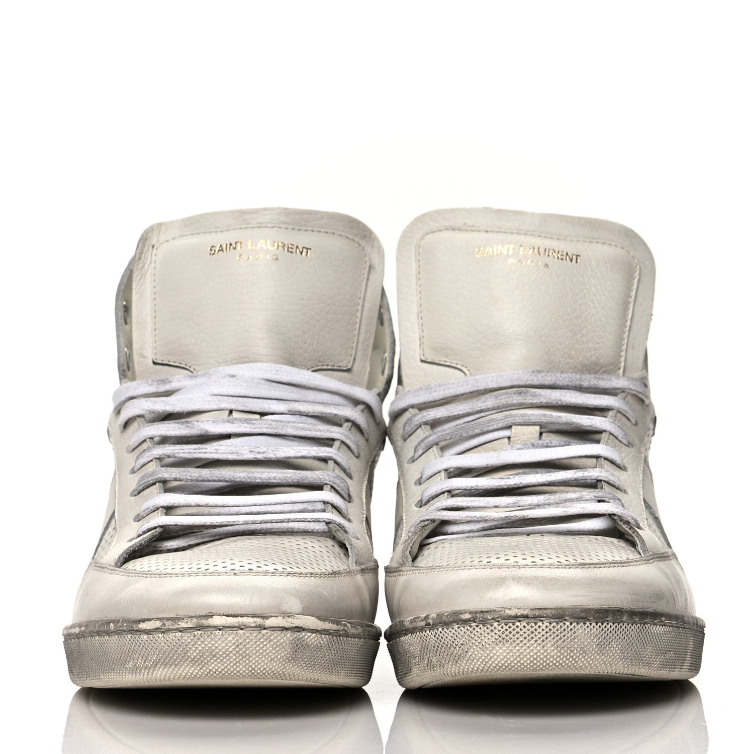 Saint Laurent Calfskin Perforated Court Classic SL/10H High Top Sneakers 43 White 2 of 11