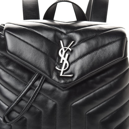 Saint Laurent Calfskin Y Quilted Monogram Small Loulou Backpack Black 7 of 9