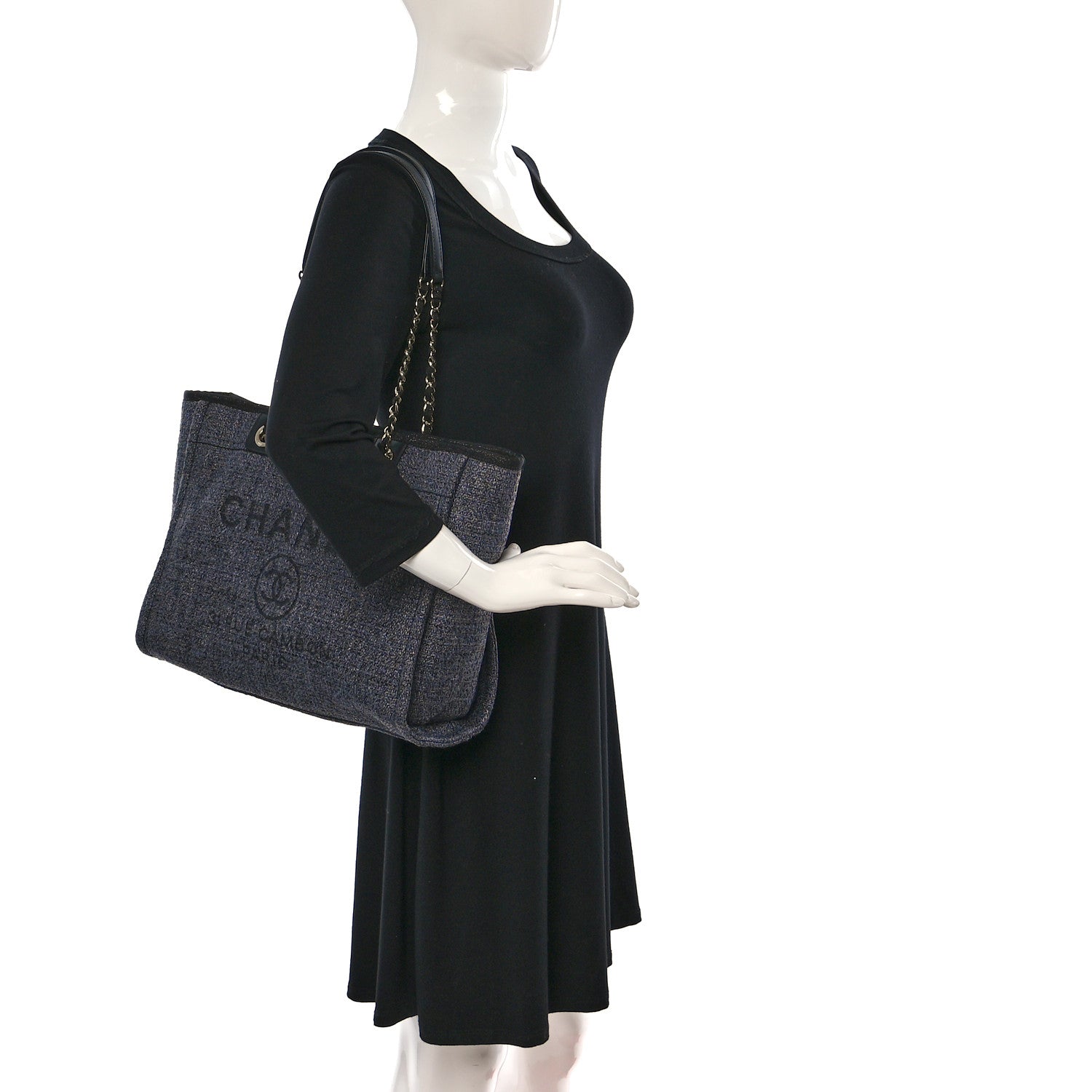 Chanel Lurex Boucle Small Deauville Tote Black 2 of 10