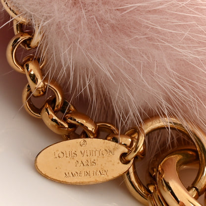 Louis Vuitton Resin Wood Mink Fur Vivienne Bag Charm Key Holder Pink 3 of 5