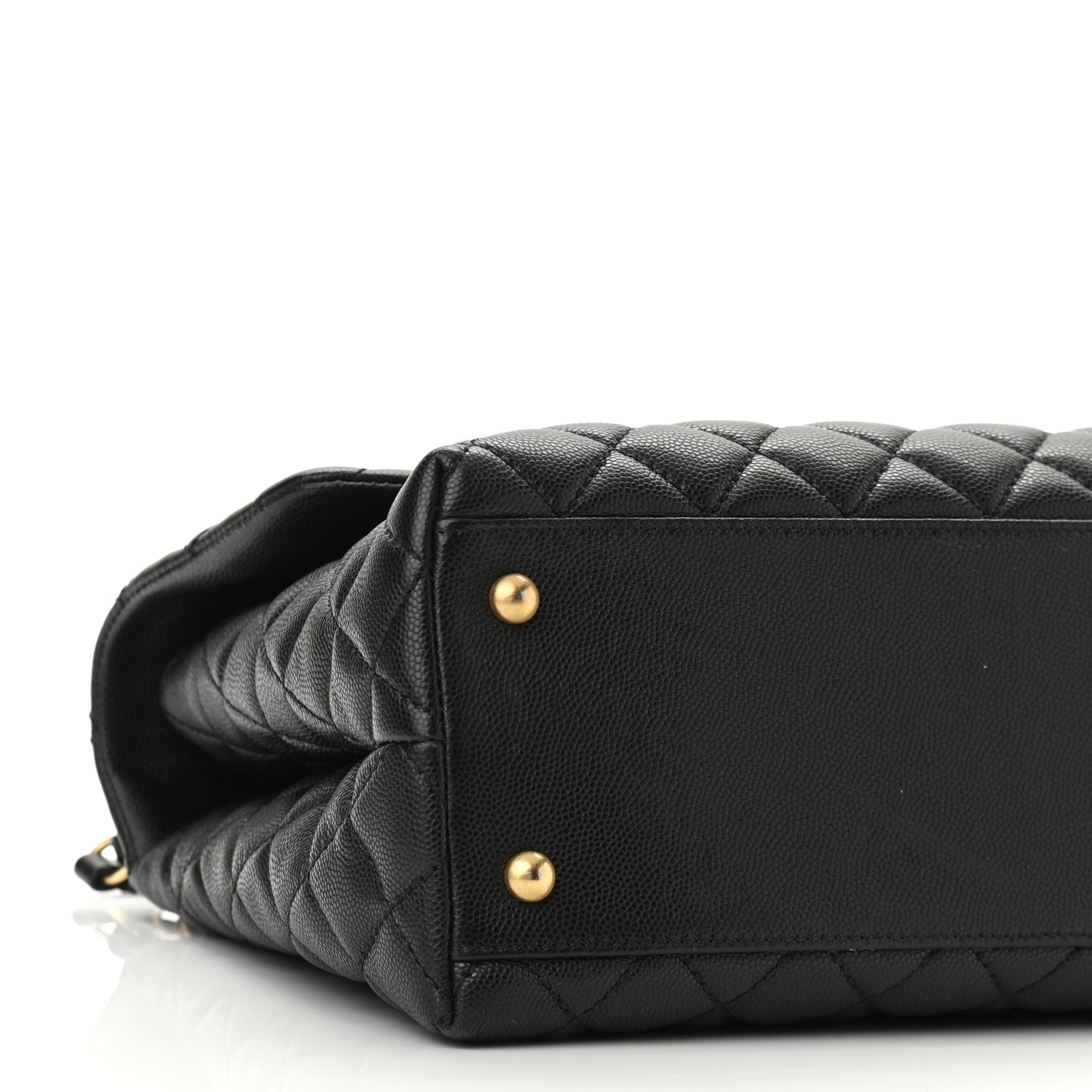 Caviar Lizard Quilted Medium Coco Handle Flap Black