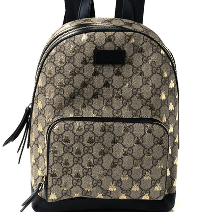 Gucci GG Supreme Monogram Bees Print Small Day Backpack Beige Oro Black 9 of 11