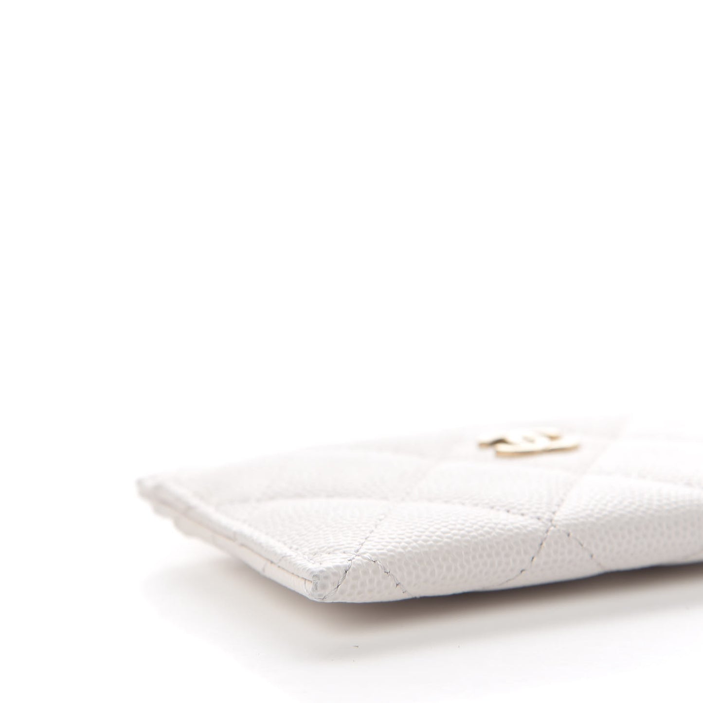 Caviar Quilted Card Holder White