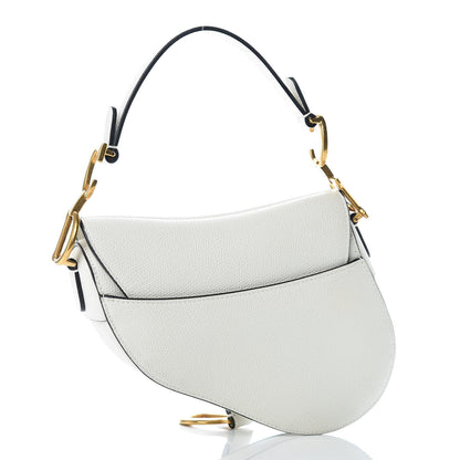 Christian Dior Grained Calfskin Mini Saddle Bag White 3 of 10