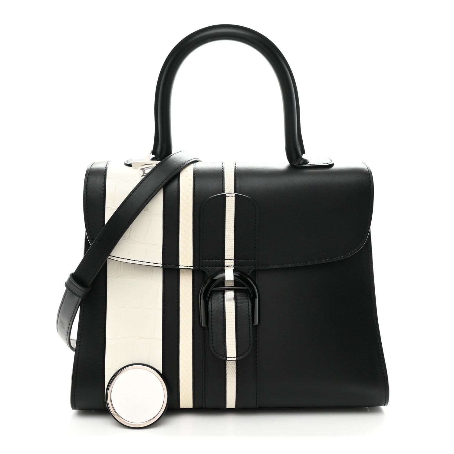 Delvaux Calfskin Alligator Lizard Ayers Sporty Stripes MM Brillant
